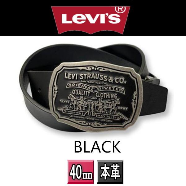 6067 BK ベルト メンズ リーバイスLEVI'S ツーホースデザインバックル　本革 40mm ...