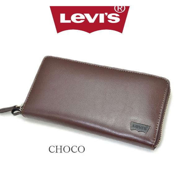 財布 メンズ 長財布 本革 Levis リーバイス ラウンドファスナー チョコブラウン 茶 8203