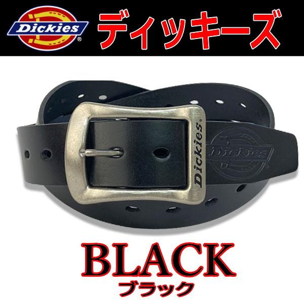 807 黒 ディッキーズ リアルレザーベルト Dickies ブラック 牛革