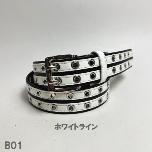ベルト メンズ ダブルピン BO1 ブラック 白2ライン ゴルフに カジュアルに