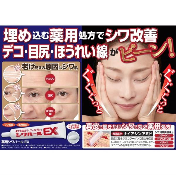 顔のシワ改善クリーム 薬用シワハールEX 30g おでこ皺 ほうれい線 目尻のシワ しみ そばかす予...