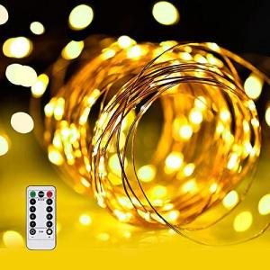 LED イルミネーションライトurlife LEDストリングスライト 100球 10m 8種光るパターン 電池式 水を防ぎ フェアリーライト タイム設