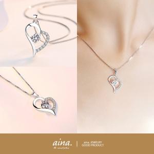 ネックレス ペンダント レディース オシャレ プラチナ仕上げ シルバー925 シルバーネックレス SV925 ダイヤモンドCZ エールマー ハート 20代 30代 40代