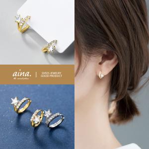 フープピアス ピアス レディース 金属アレルギー対応 ニッケルフリー SV925 プラチナ仕上げ 18金仕上げ K18GP V字 スター 星 両耳用 予約商品