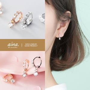 フープピアス ピアス レディース 揺れる 金属アレルギー対応 ニッケルフリー SV925 プラチナ仕上げ 18金仕上げ エタニティ 1粒 両耳用 30代 40代 予約商品