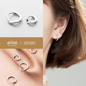 フープピアス ピアス レディース 金属アレルギー対応 ニッケルフリー SV925 プラチナ仕上げ マルク V字 2サイズ 小さい 小さめ 両耳用 30代 40代 予約商品