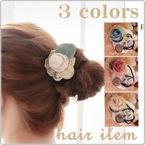 ヘアゴム　花柄　ヘアアクセサリー　上品｜ainastore23