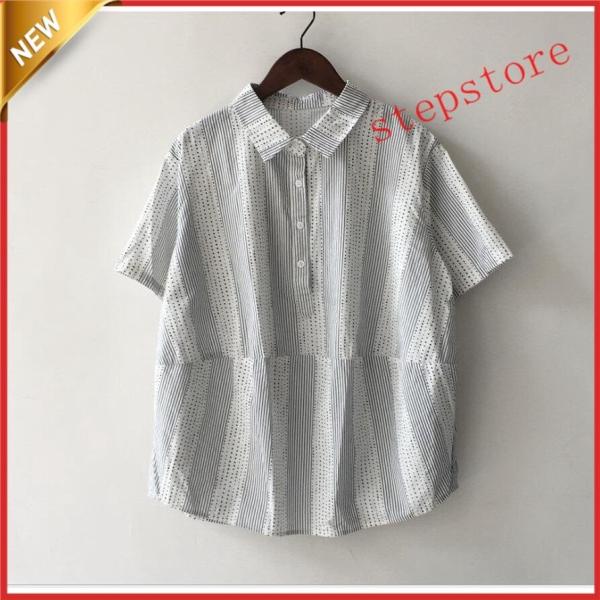 綿麻ポロシャツレディース半袖シャツ学園風 Ｔシャツ森ガール風ガールズシャツ可愛4色ゆったりス上着20...