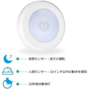 人感センサーライト 6LED センサーライト 電池式 小型 電池式 3Mテープ マグネット付き 2個セット｜ainastore23