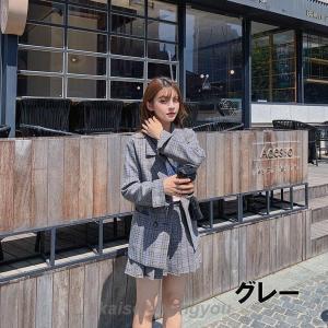 レディースファッション 2色 セットアップ チ...の詳細画像2