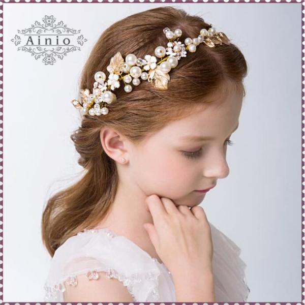 即納 子供髪飾り ヘアアクセサリー ヘアピン カチューシャ ヘアバンド可愛い 七五三 結婚式 ピアノ...