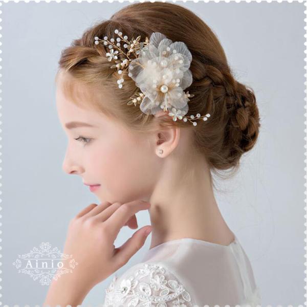 即納 子供髪飾り ヘアアクセサリー  発表会 結婚式 高級　ヘアピン カチューシャ ヘアバンド 七五...