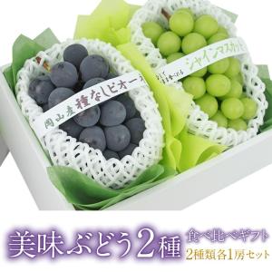 フルーツ ギフト 果物 お供【国産 ぶどう 2種 食べ比べギフト(シャインマスカット・ピオーネまたはオーロラブラック)】