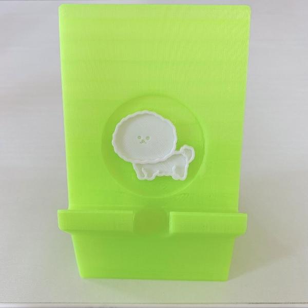 ビションフリーゼ　スマホスタンド　ライトグリーン