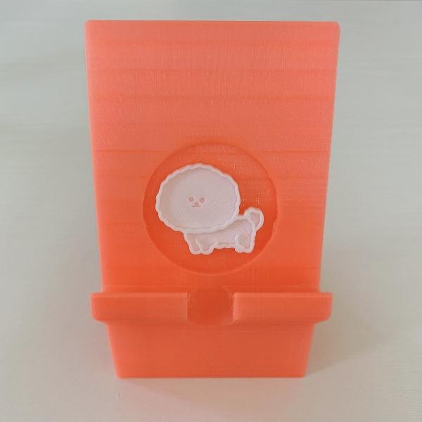 ビションフリーゼ　iPhoneスタンド　スマホスタンド　ピンク