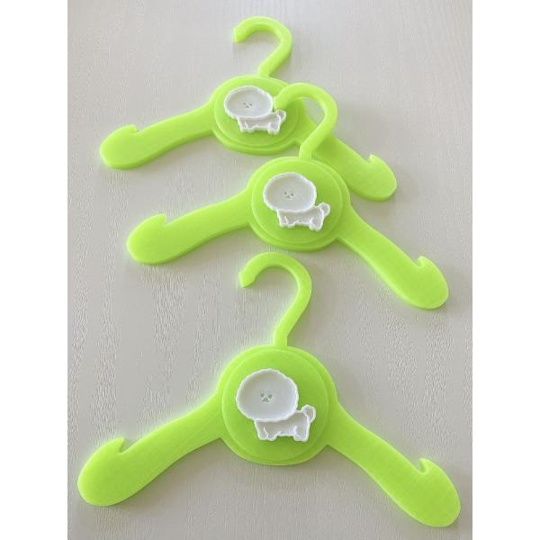 ペット用ハンガー　3本セット　ビションフリーゼ　黄緑色