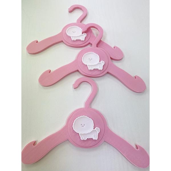 ペット用ハンガー　3本セット　ビションフリーゼ　ピンク