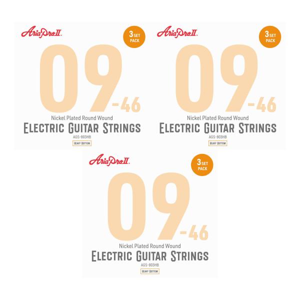 [弦×9セット]Aria AGS-803HB×3パック(計9セット) エレキ弦3セットパック×3/メ...