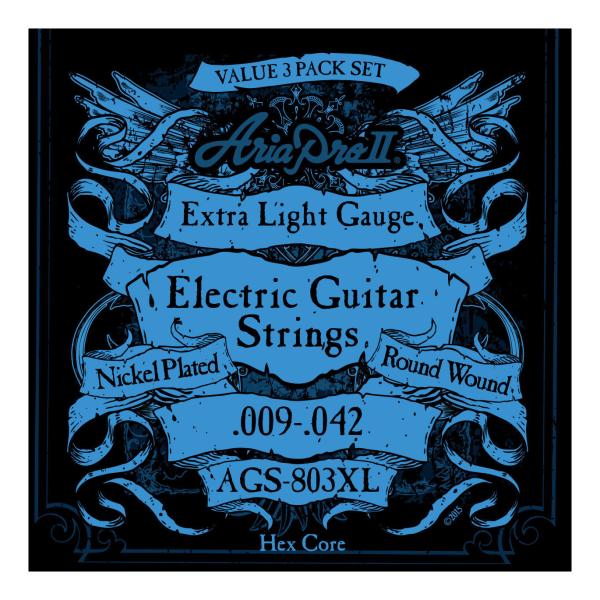 [弦×3セット]Aria AGS-803XL×1パック(計3セット) エレキ弦3セットパック×1/メ...