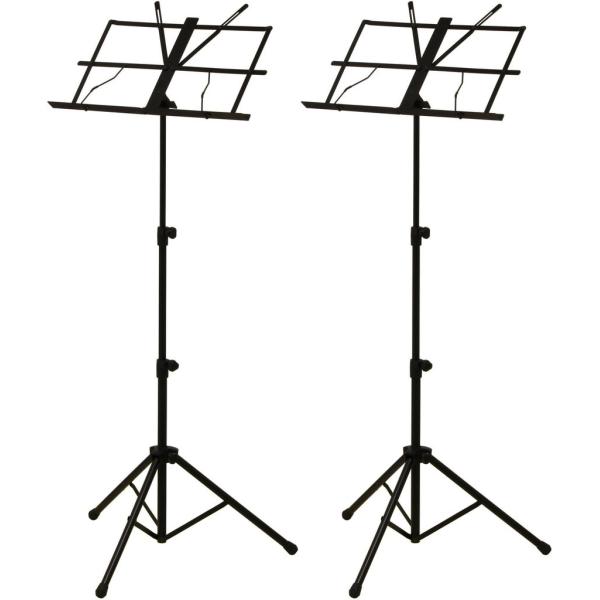 ARIA AMS-40B/2本セット スチール 譜面台 バネ式譜面押さえ付 ケース付