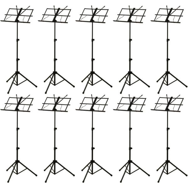 ARIA AMS-40B/10本セット スチール 譜面台 バネ式譜面押さえ付 ケース付