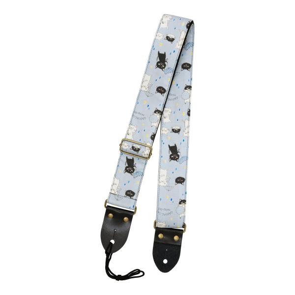 Aria SPS-2400Cr BL (Blue) 猫柄 ネコ柄 ギター ストラップ