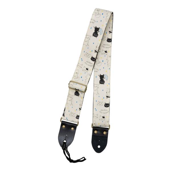 Aria SPS-2400Cr WH (White) 猫柄 ネコ柄 ギター ストラップ