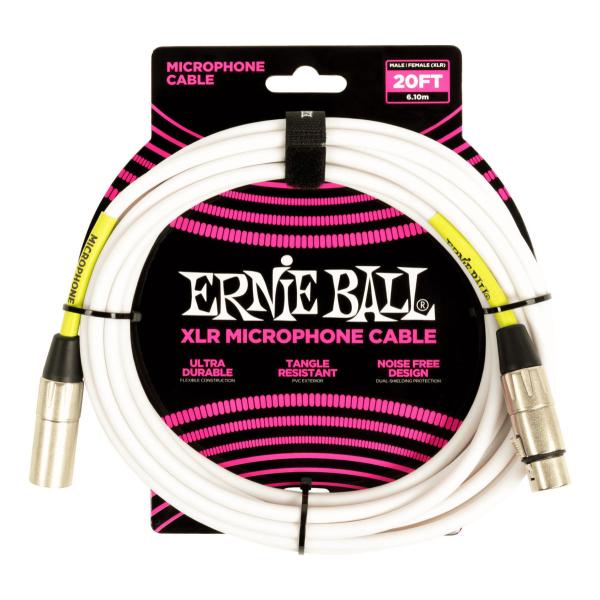 ERNIE BALL 6389 マイクケーブル ホワイト 6.1m XLRオス-XLRメス