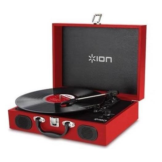 ION AUDIO VINYL TRANSPORT Red ポータブル トランク型 レコードプレーヤ...