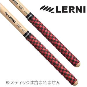 LERNI GT-CHE RED/BLK チェッカー柄(赤/黒) ドラムスティック用 グリップテープ 4枚セット(2ペア分)/メール便発送・代金引換不可｜aion