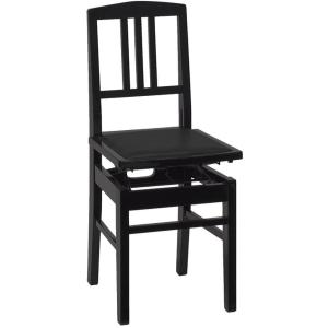 甲南 No.5 (本体:黒/座面:黒) ピアノイス 背もたれ付高低自在ピアノ椅子 トムソン椅子