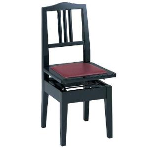 甲南 No.6 (本体:黒/座面:エンジ) ピアノイス 背もたれ付高低自在ピアノ椅子