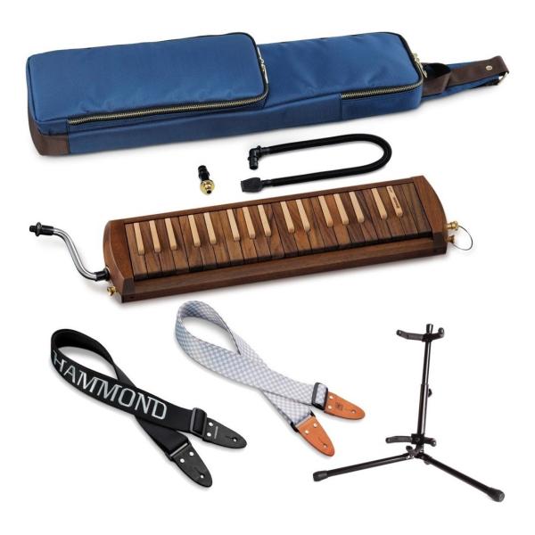 SUZUKI W-37C/純正ストラップ+スタンドMST-01付 木製 鍵盤ハーモニカ ウォルナット...