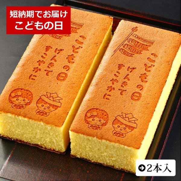 こどもの日 イラスト入り カステラ 2本入 0.6号 化粧箱入り 初節句 お祝い 内祝い 子供 孫 ...