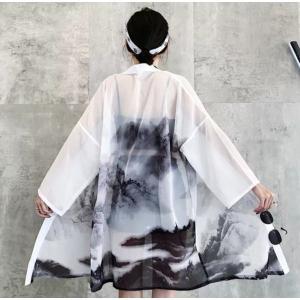 水墨画 墨汁デザイン 法被 半纏（はんてん）法被(ハッピ）長半纏