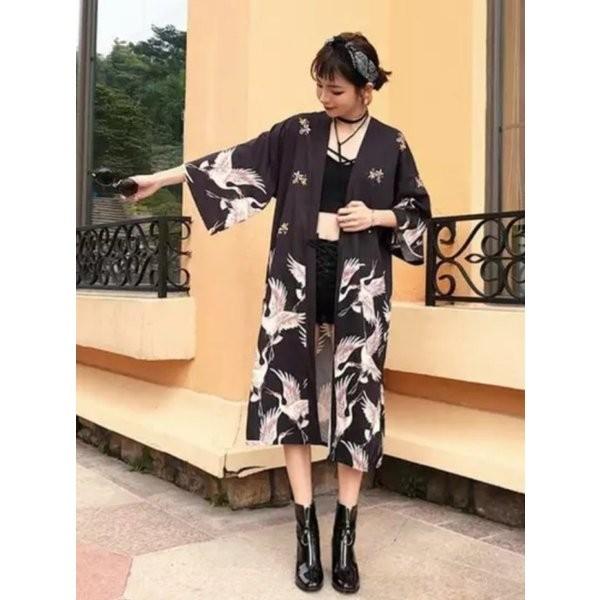 ロング 鶴 法被 着物法被 鶴法被 半纏（はんてん）法被(ハッピ）長半纏・半天・袢天・法被・半被 鯉...