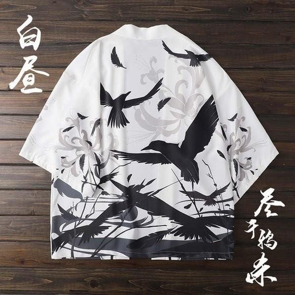 八咫烏 法被 カラス 烏 鴉 夏祭り 夏恋 寺神社 羽織り 半纏（はんてん）法被(ハッピ）長半纏・半...