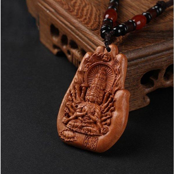 特典付き ランダム黄金護符 ネックレス 禅 祈りの手 干支守り本尊 木製 守護神ネックレス 八尊仏 ...