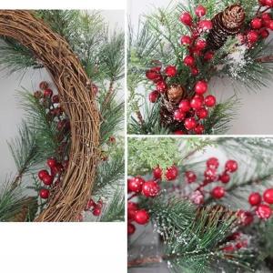 クリスマスリース 50cm×50cm 赤い実 ...の詳細画像4