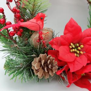 クリスマスリース 35cm×35cm 赤リボン...の詳細画像3