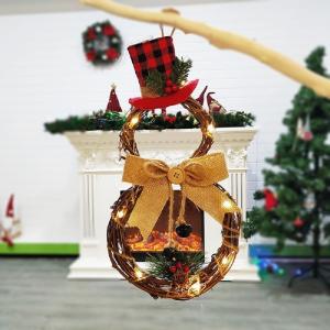 クリスマスリース 40×20 雪だるま LED...の詳細画像1