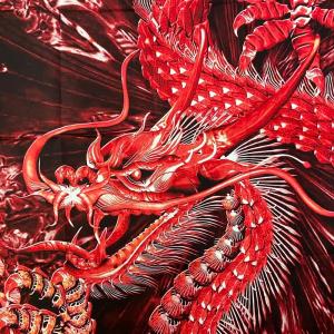 風水 タペストリー 紅龍 ドラゴン 150×1...の詳細画像1