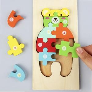 ジグソーパズル パズル 木製 クマ 熊 くまさん 10ピース 知育玩具 知育 クリスマス プレゼント 幼児 子供 教育 教材 はめこみ おもちゃ 遊び 在庫限り｜aioshop