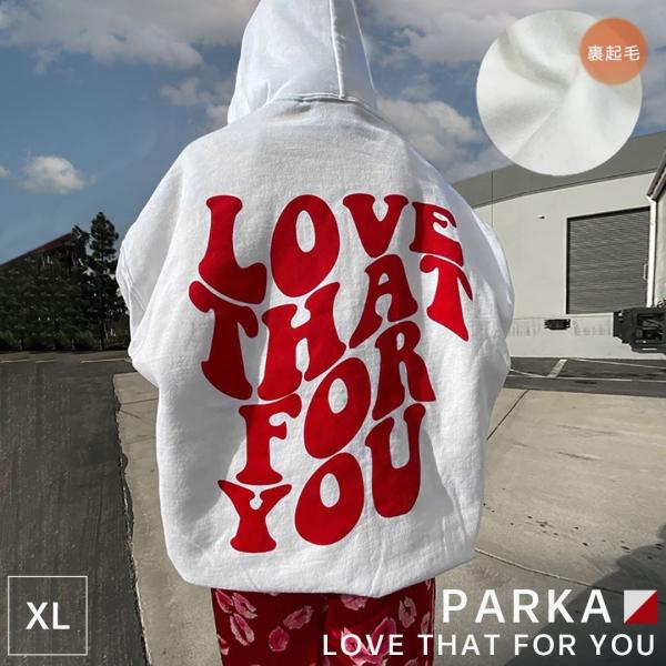 パーカー LOVE THAT FOR YOU ホワイト トップス プルオーバー 韓国ファッション ビ...