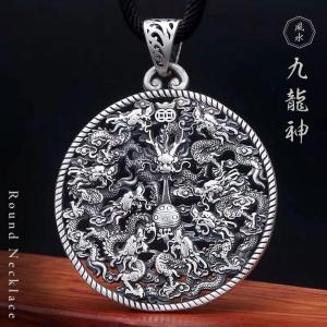 ネックレス 白翡翠 彫刻ネックレス ドラゴン 龍 アクセサリー