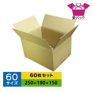 ダンボール箱 60サイズ 60枚 無地 段ボール 梱包用 日本製 薄型 ネットショップ 商品発送用 クロネコヤマト 宅急便 ゆうパック メルカリ｜aipabox