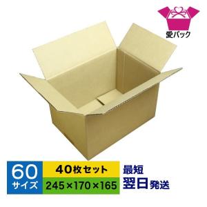 ダンボール箱 60サイズ 40枚 無地 段ボール 梱包用 日本製 薄型 ネットショップ 商品発送用 クロネコヤマト 宅急便 ゆうパック メルカリ｜aipabox