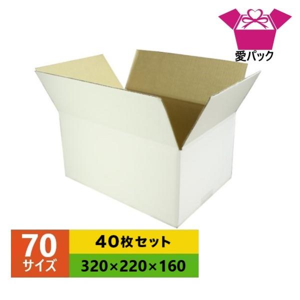 ダンボール箱 70(80) サイズ 段ボール 薄型 軽量 軽い 白 A4 40枚セット 無地 日本製...