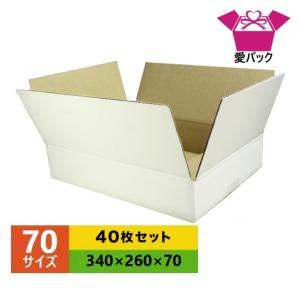 ダンボール箱 70(80) サイズ 段ボール 薄型 軽量 軽い 白 40枚セット 段ボール 日本製 無地 梱包用 宅配 ホワイト