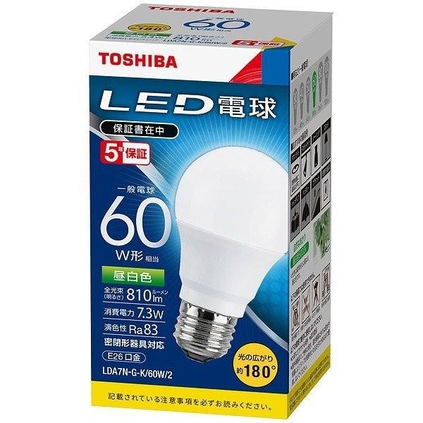 LED電球 LDA7N-G-K/60W-2 東芝ライテック 一般電球形 E26口金 広配光タイプ 昼...
